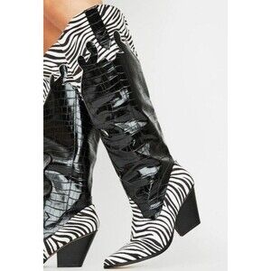 Crocodile Pattern Cowboy Boots Zebra Print Size UK7 US 9